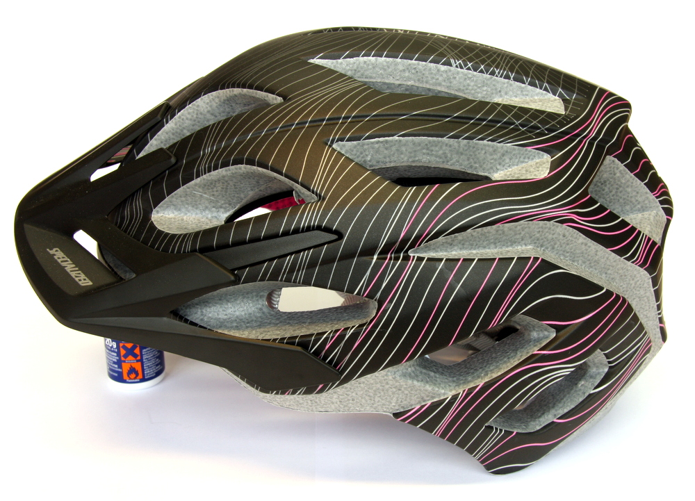 Specialized Andorra is a women's 'all-mountain' helmet with a hint of pink and a pony-tail friendly design.